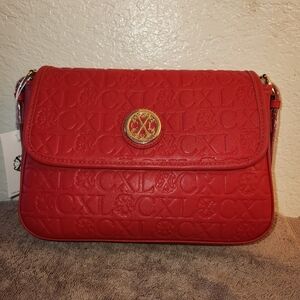 NWT CXL by Christian Lacroix Clara Embossed Logo Bag Red